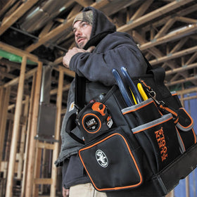 Large zipper pocket secures small parts and fasteners