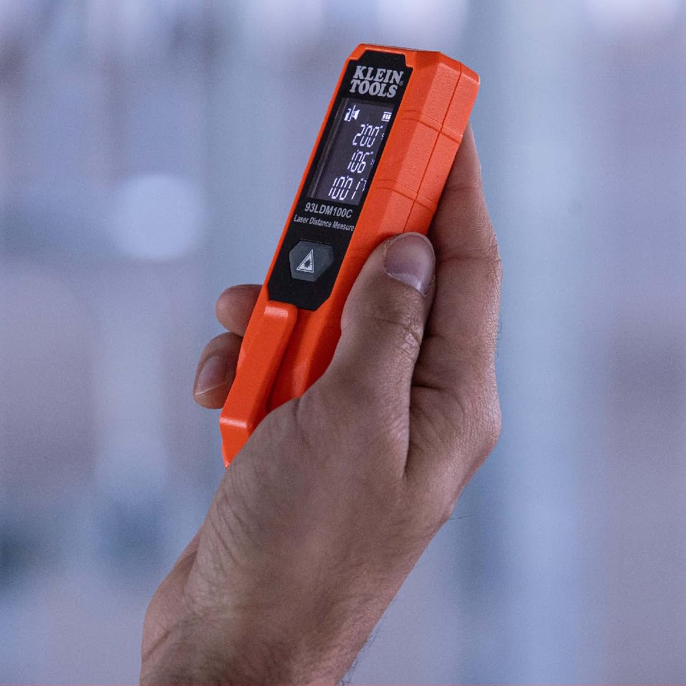 Klein Tools laser distance measure uses Class 2 laser safely on site.