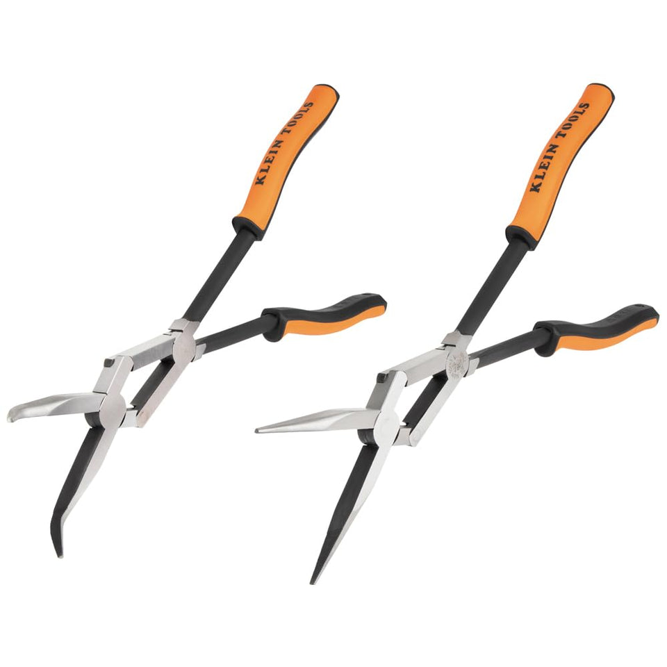 Klein Tools 71402 long-reach pliers with straight jaws for tight spaces.