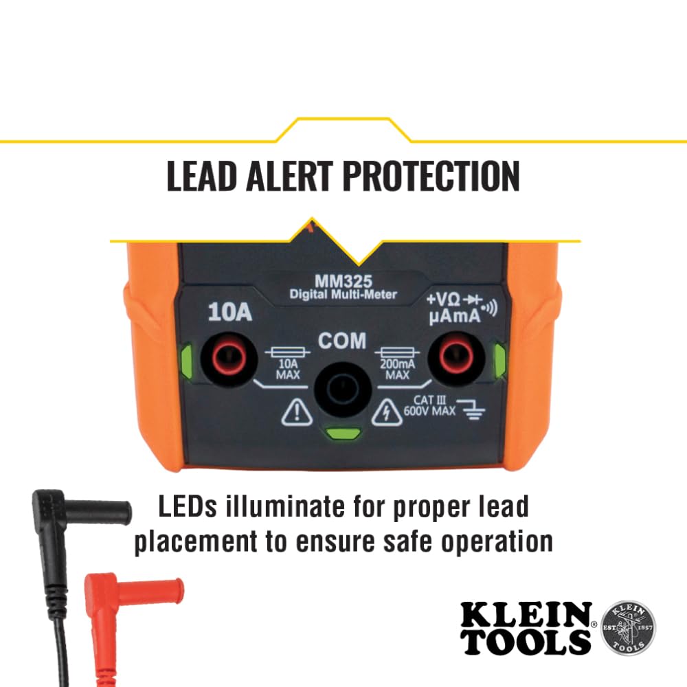 Klein Tools MM325 battery test mode being used for quick check