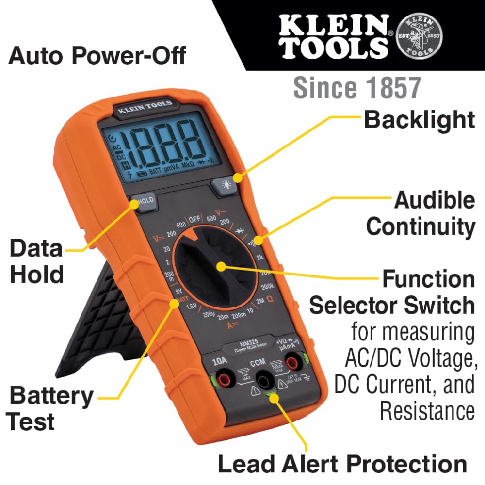 Klein Tools MM325 voltage test up to 600V in real-world scenarios