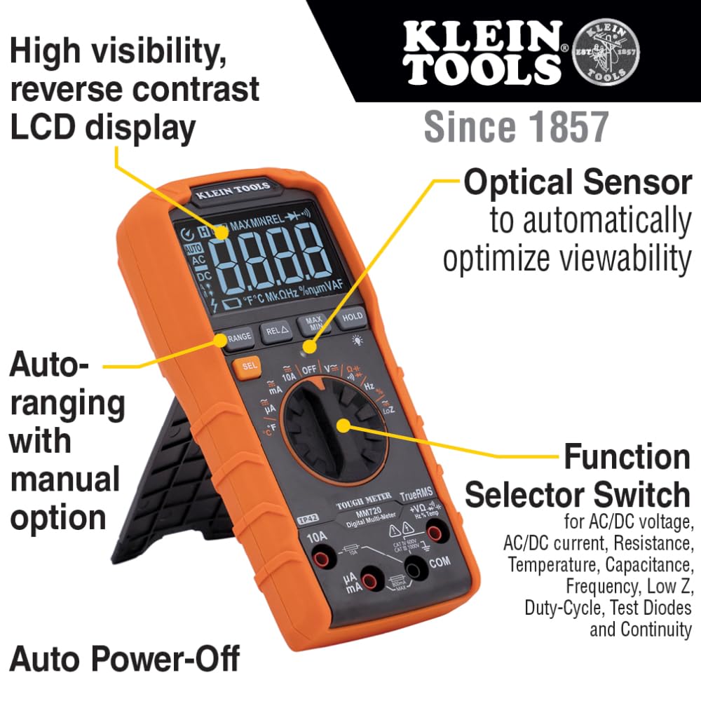 Auto-ranging TRMS technology on Klein MM720 for versatile measurements