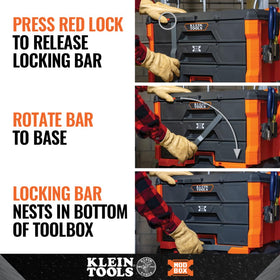 Klein Tools MODbox ball bearing slides provide smooth, full-extension action.