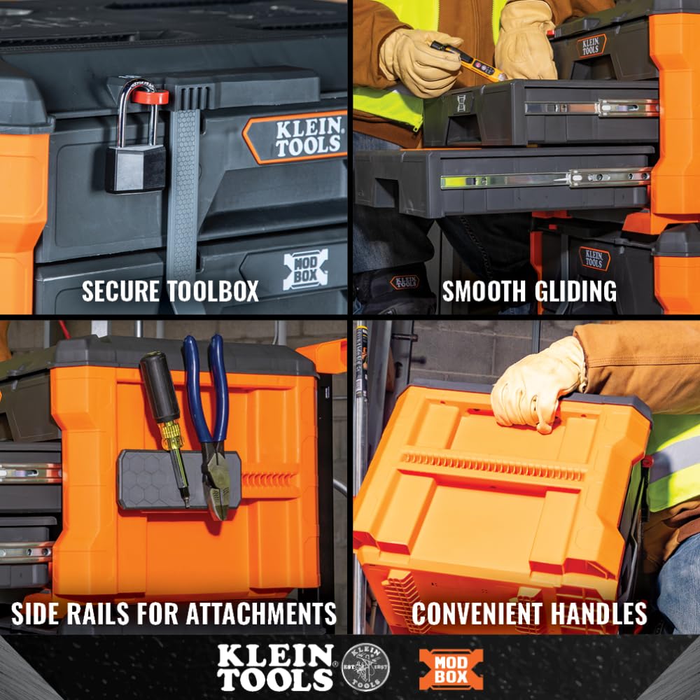 Klein Tools MODbox reinforced bottom prevents drawer sag under load.