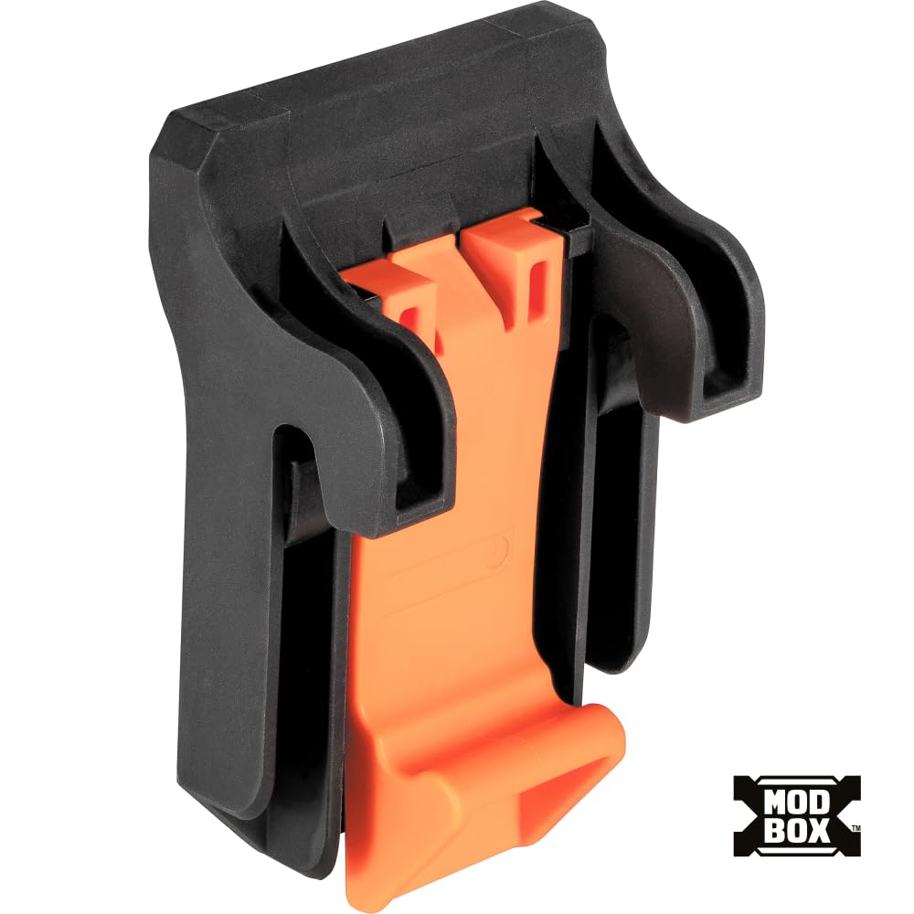 Klein Tools MODBox ladder holder heavy-duty construction withstands jobsite use.