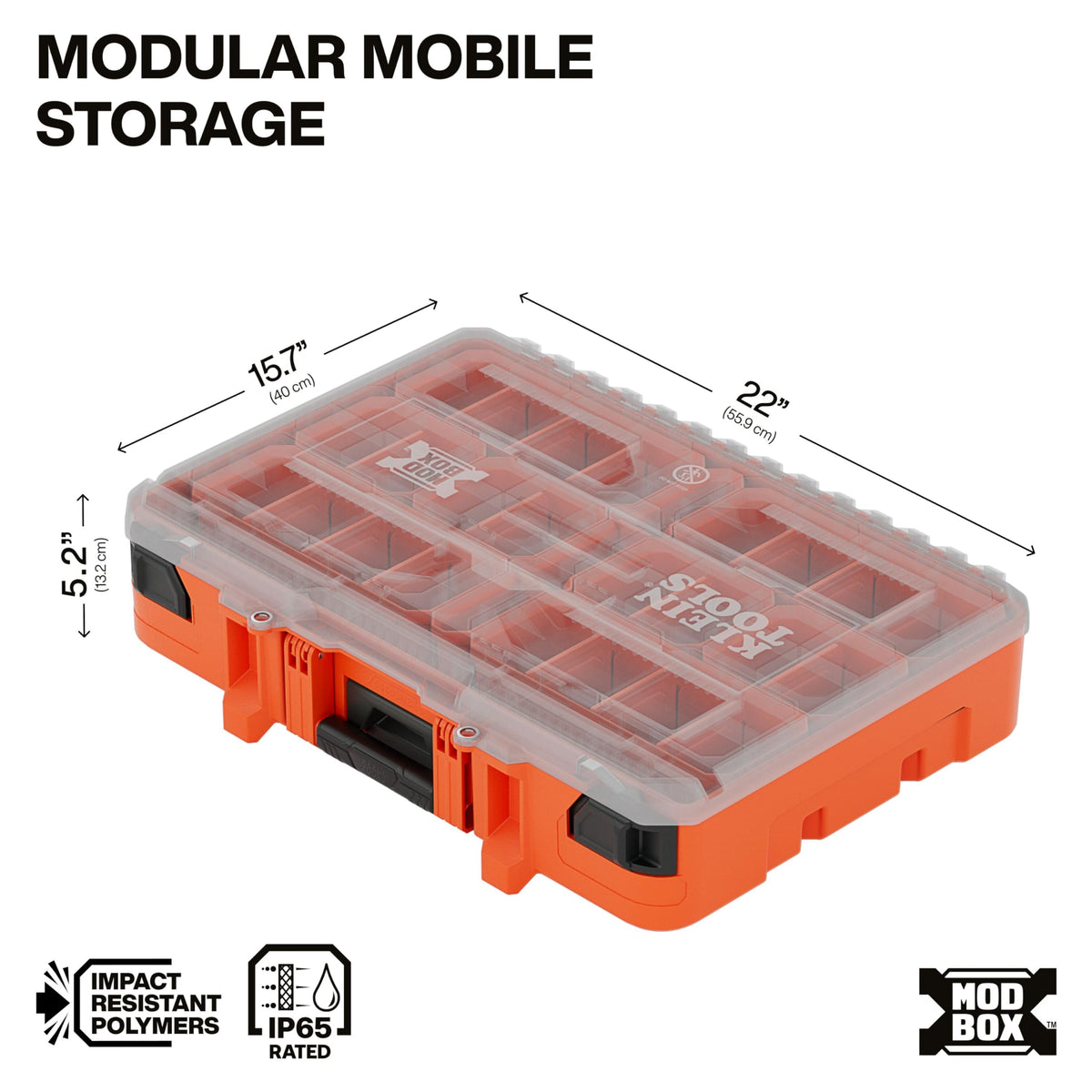 Klein Tools MODbox nine removable bins enable flexible sorting of small parts