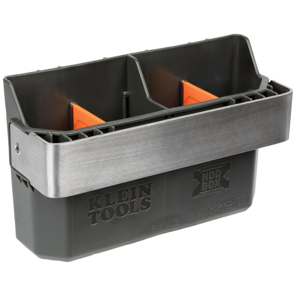 Klein Tools MODbox rail attachment side view for quick, organized tool access.