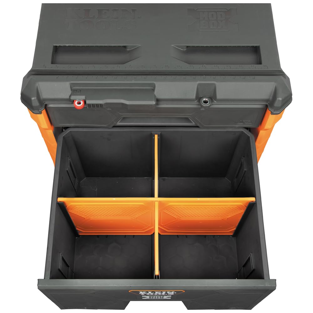 Klein Tools MODbox heavy-duty ball-bearing slides enable smooth opening