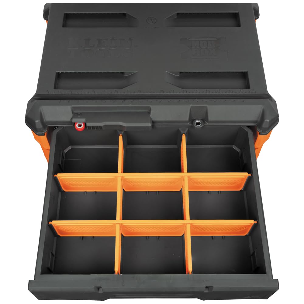 Klein Tools MODbox 10-inch solid rubber wheels move smoothly on varied surfaces