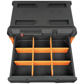 Klein Tools MODbox 10-inch solid rubber wheels move smoothly on varied surfaces