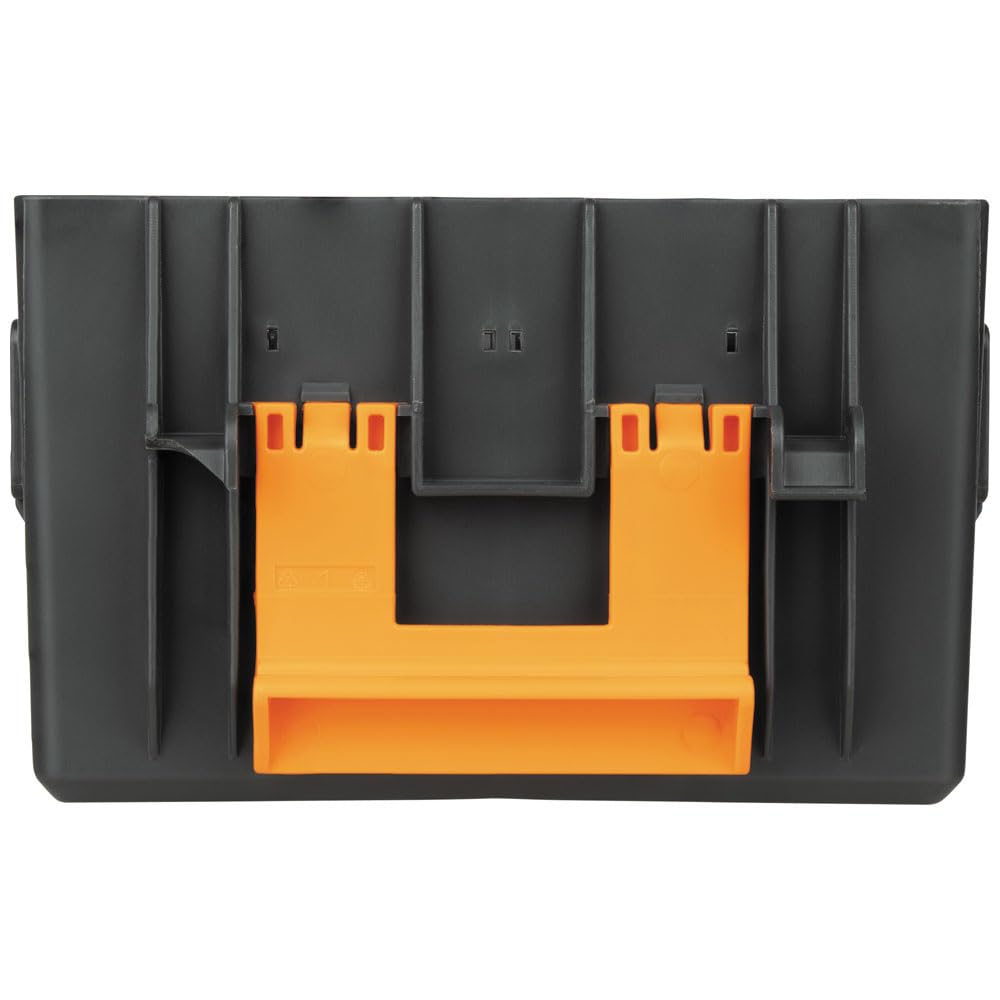 Klein Tools MODbox steel rail mounting supports belt clips or magnets.