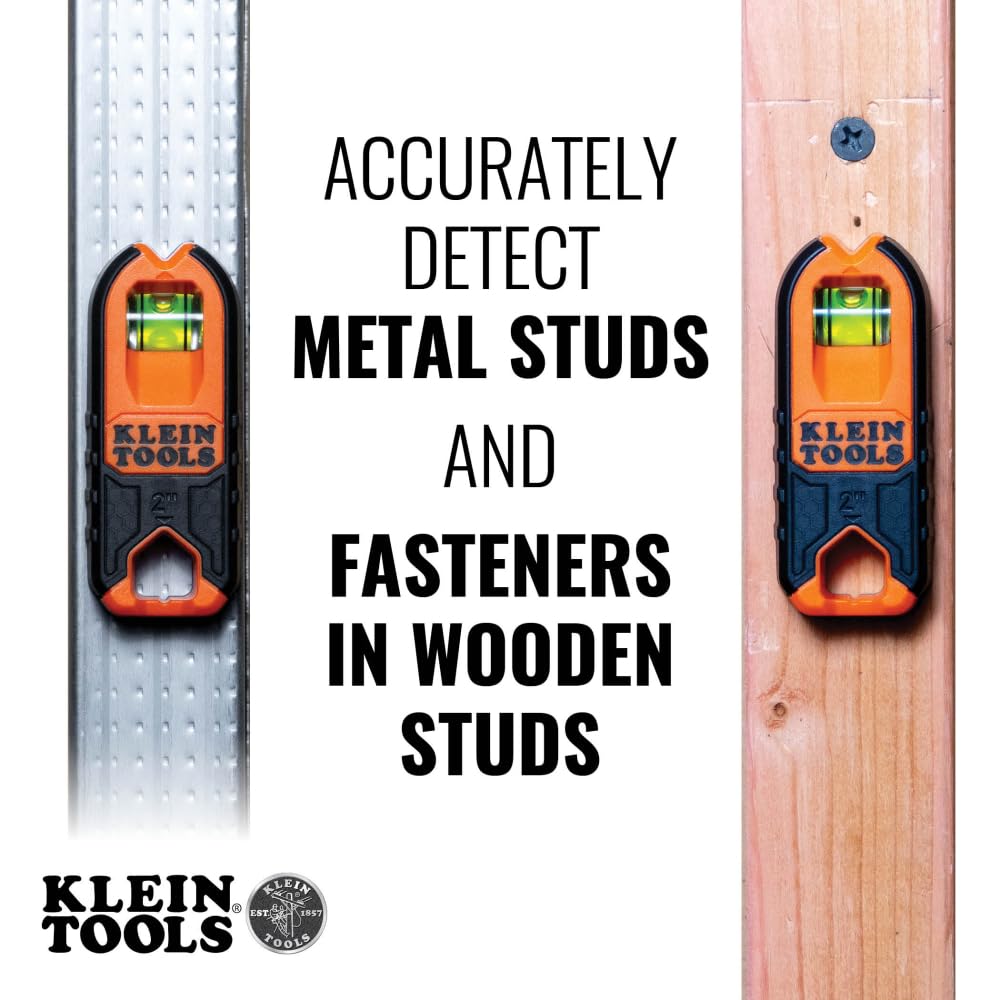 Klein Tools MSF1002 metal detection helps locate fasteners inside wooden studs.
