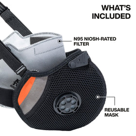 Klein Tools N95 face mask with nose clip for precise fit and reduced fogging.
