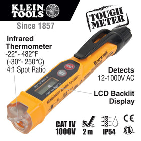 Klein Tools NCVT-4IR IR thermometer measures surface temperature accurately.