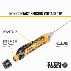 Klein Tools NCVT-5A LED indicator shows operational status and voltage detection.