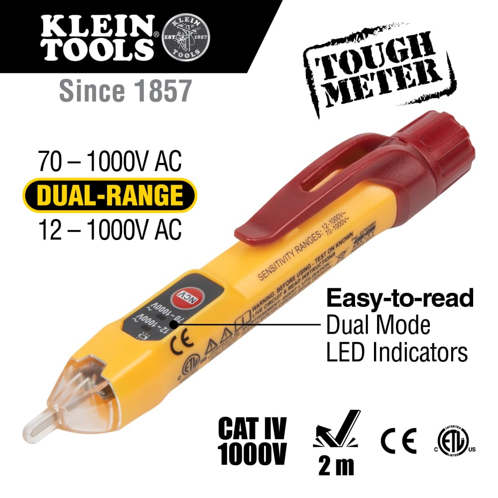 Klein Tools NCVT2P green light indicator signals clear absence of voltage.