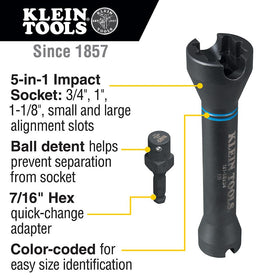 Klein Tools NRHD socket with alignment slots for quick pole hardware adjustments
