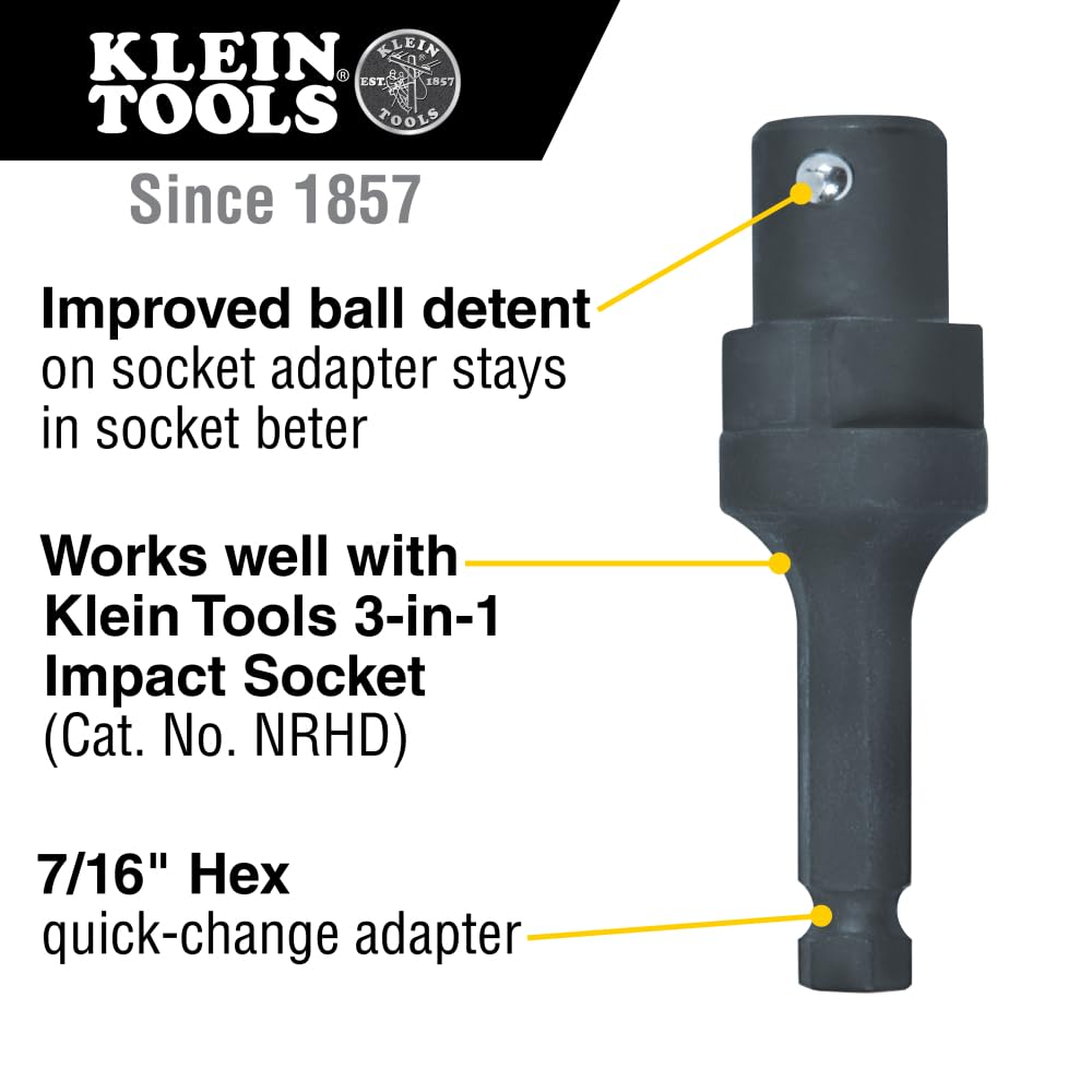 Klein Tools NRHDA improved ball detent for secure socket retention