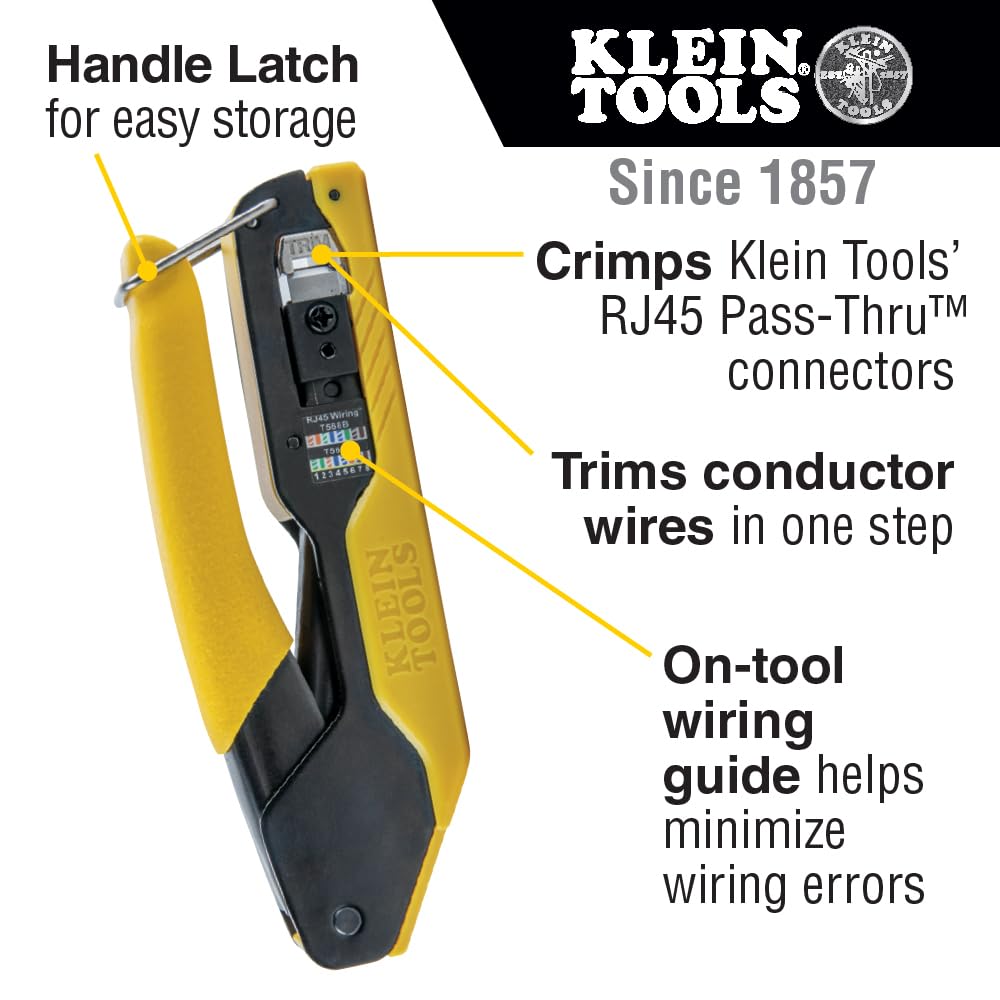 Klein Tools Pass-Thru RJ45 installation tool enables faster terminations.