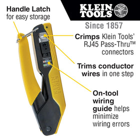 Klein Tools Pass-Thru RJ45 installation tool enables faster terminations.