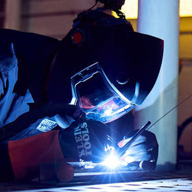 Klein Tools Phoenix wearer-in-action demonstrates ergonomic comfort during welding.