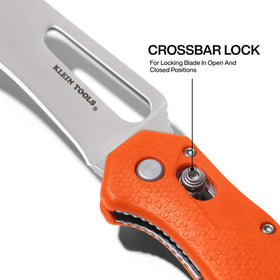 Klein Tools locking mechanism ensures safe blade handling on site.