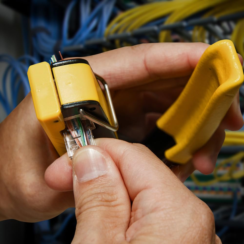 Premium data cable crimping tool for CAT3 through CAT6A.