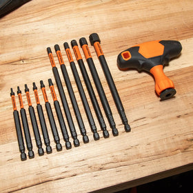 Extended bits reach recessed fasteners with ProFlex