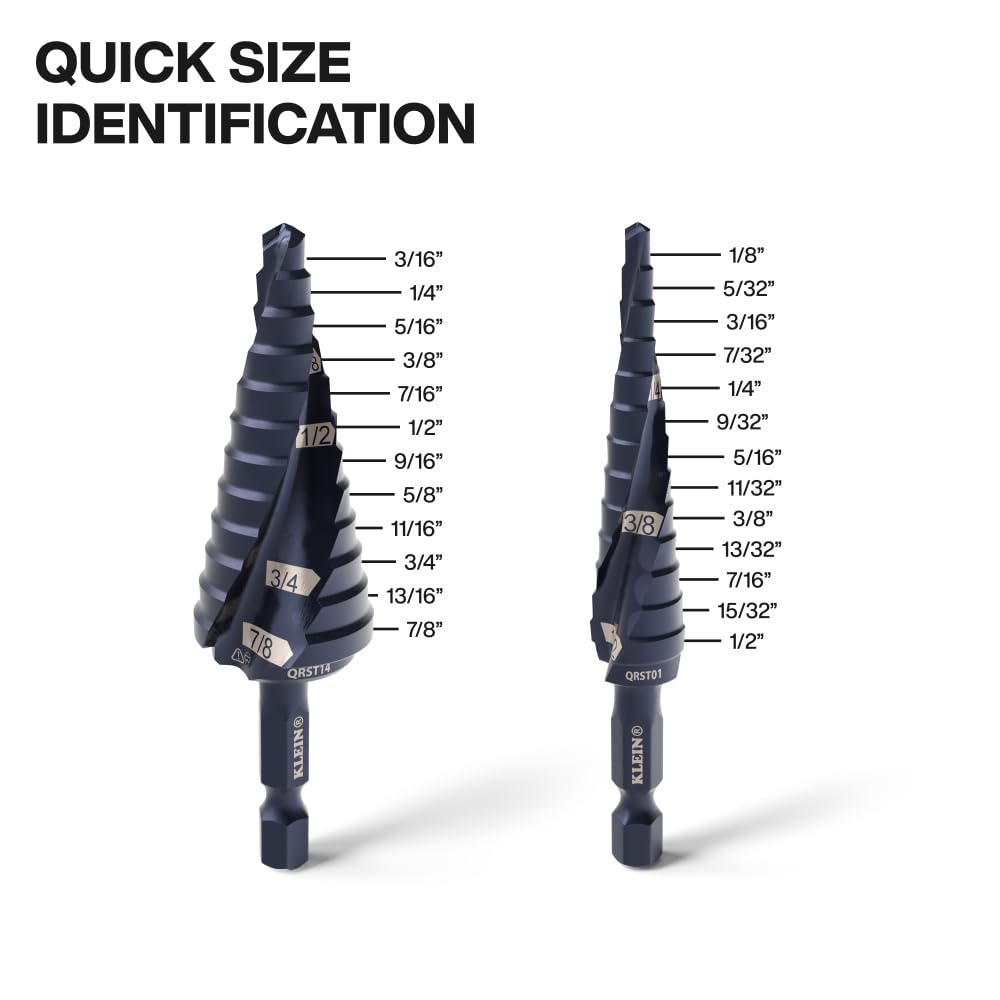 Klein Tools QRST2S dual spiral flutes enabling faster cuts and efficient chip removal