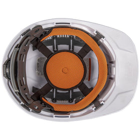 Klein Tools suspension with ratchet adjustment for one-hand fit, even with gloves.