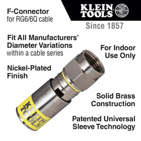 RG6/6Q connectors pack ready for quick, dependable terminations.