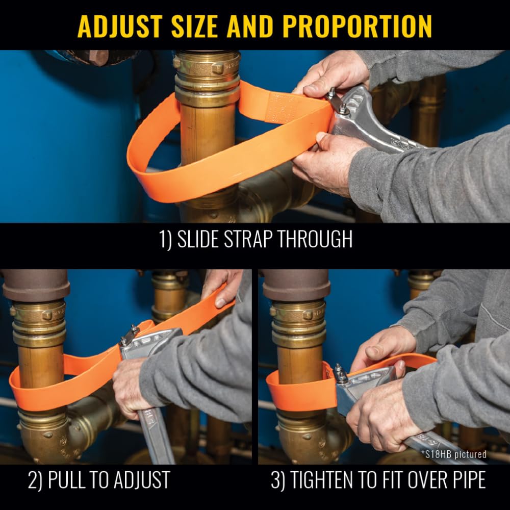 Klein Tools S6HB strap wrench used in tight spaces to grip without marring surfaces.