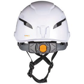 Klein Tools safety helmet Type-2 padded sweatband, washable comfort for long shifts.