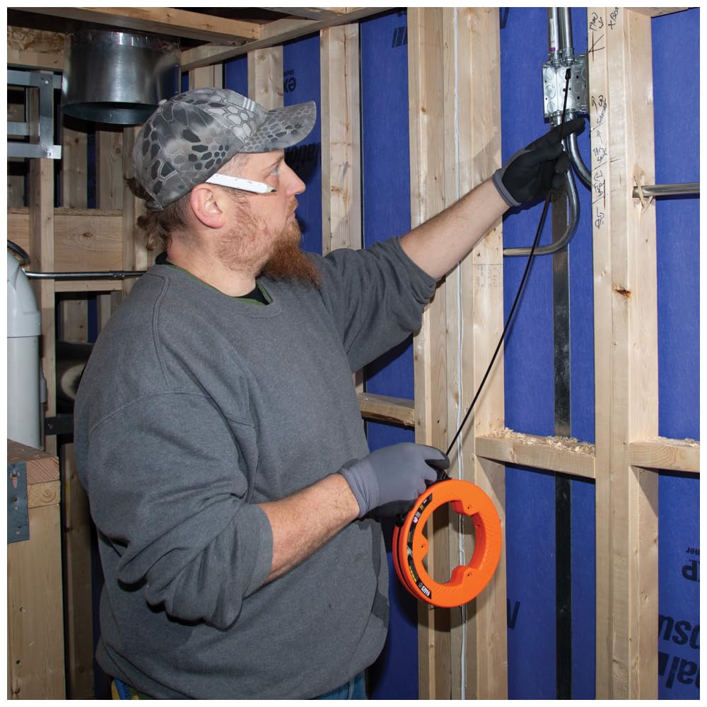 Slim plastic tip guides through tight conduits without snagging.