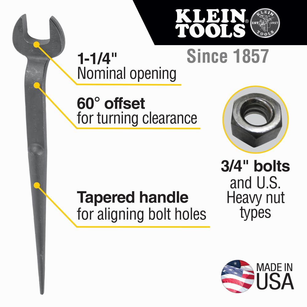 Spud wrench head area shows maximum strength and durability