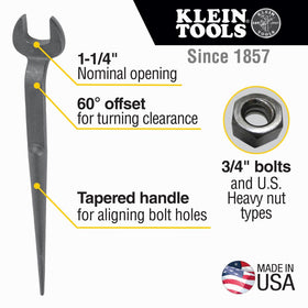 Spud wrench head area shows maximum strength and durability