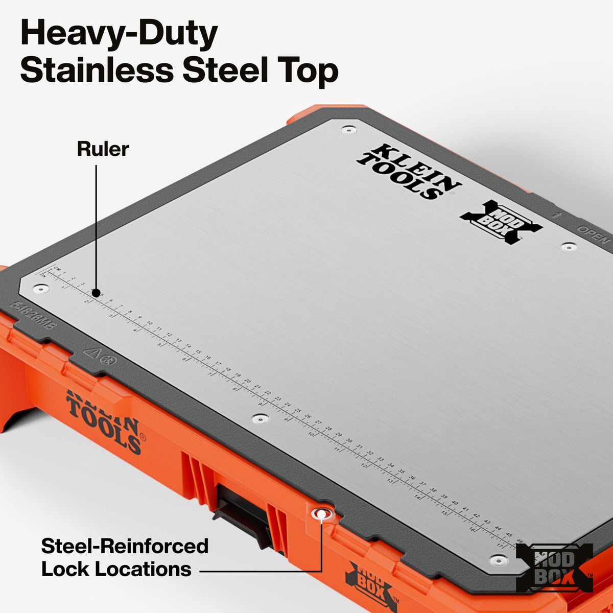 Klein Tools stainless steel top resists wear and magnetically holds prints.