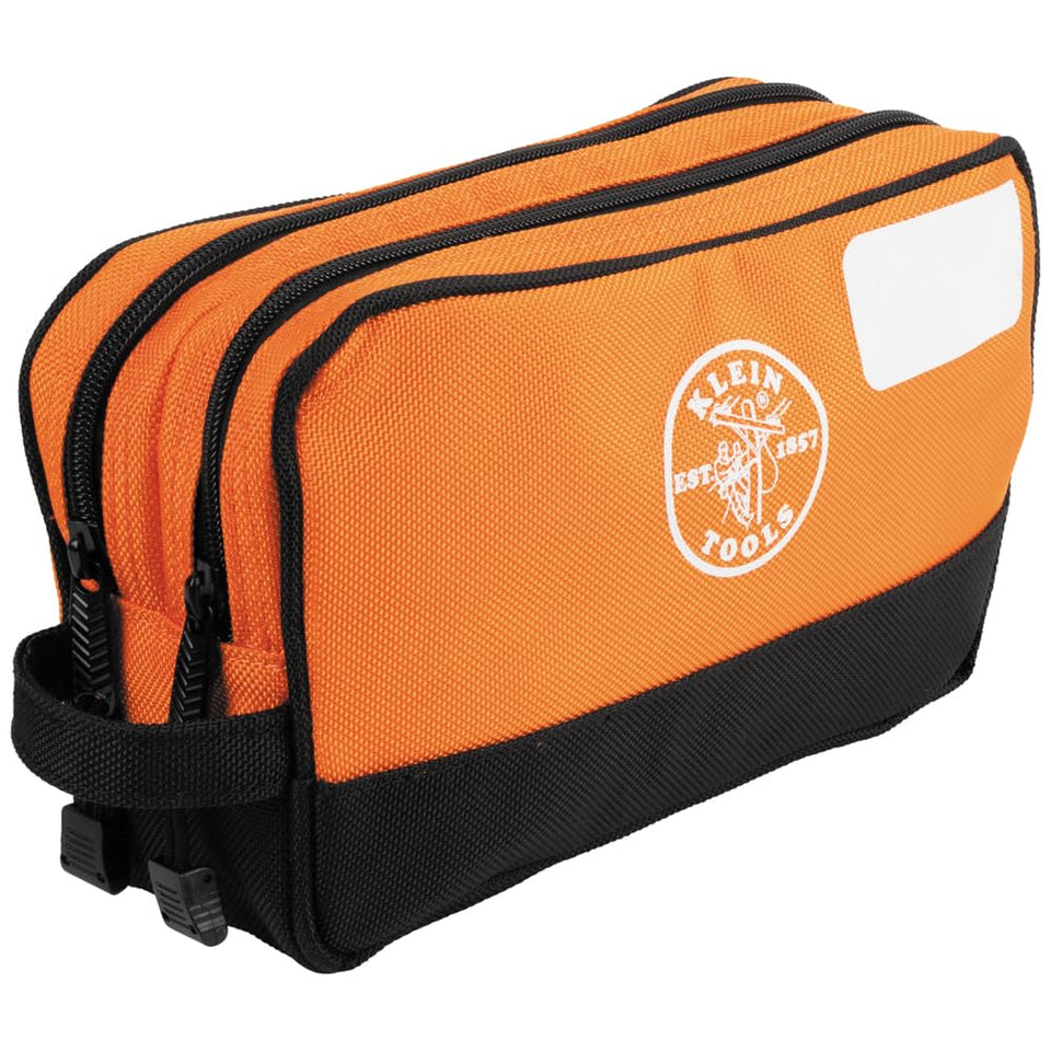 Klein Tools Tool Pouch with dual compartments for organized small parts.