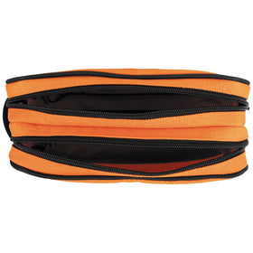 Dual-zipper design helps separate meters, leads, and gloves.