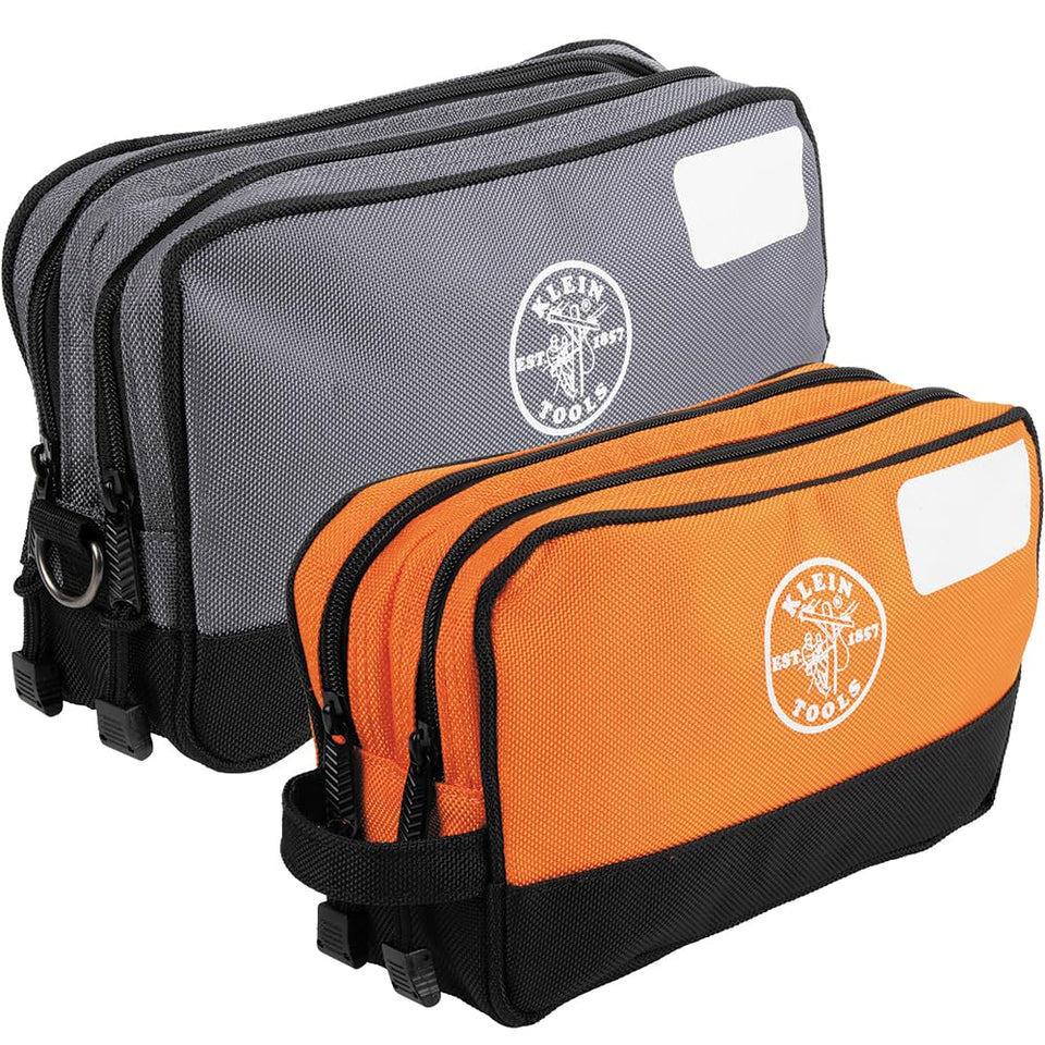 Klein Tools tool pouch gray dual compartments for organized storage