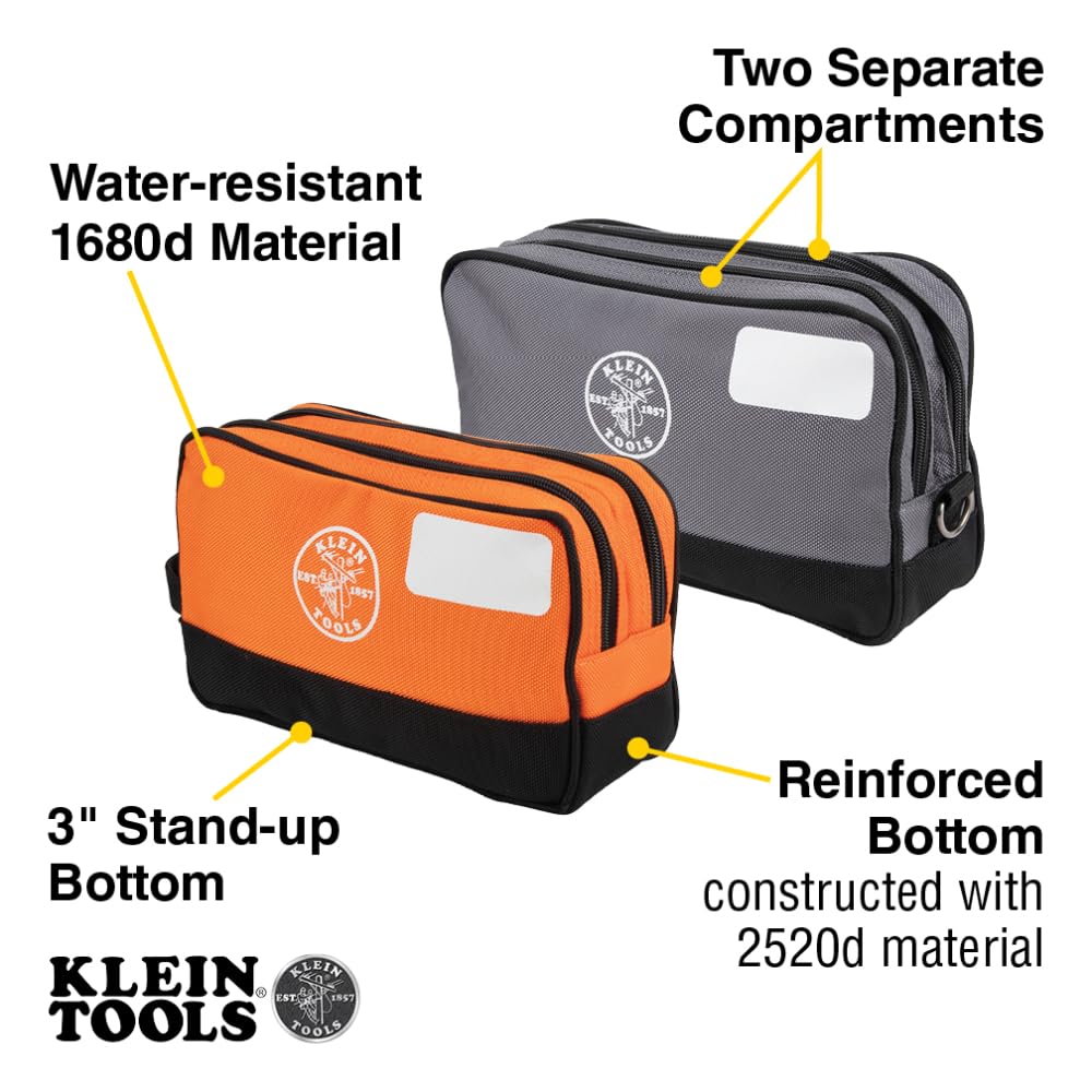 Klein Tools orange pouch with handle for easy carrying