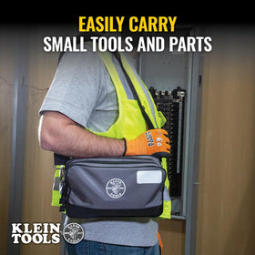 Front label space on Klein Tools pouch for contents and names