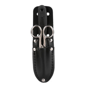 Klein Tools 2-pocket leather pouch for durable storage.