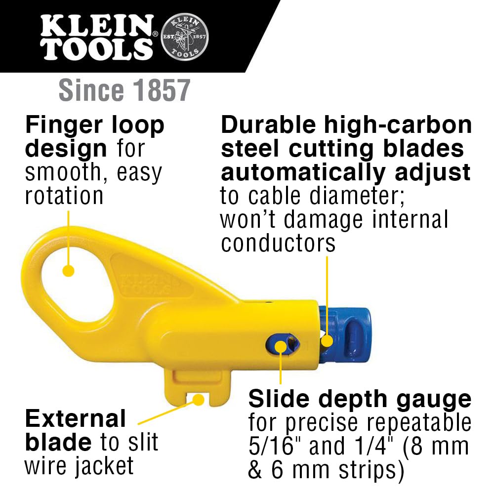 Klein Tools VDV110-261 cutting blades close-up; durable high-carbon steel for precision.