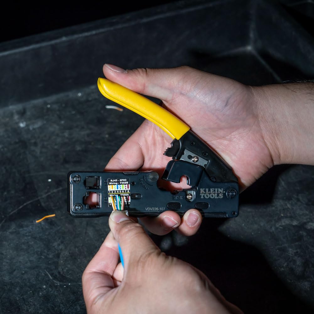 Klein Tools VDV226-107 direct lateral crimp action for even contact.
