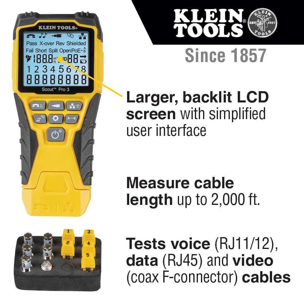 Klein Tools VDV501-851 Scout Pro 3 display shows organized results
