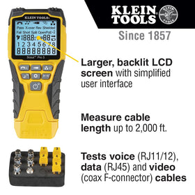 Klein Tools VDV501-851 Scout Pro 3 display shows organized results