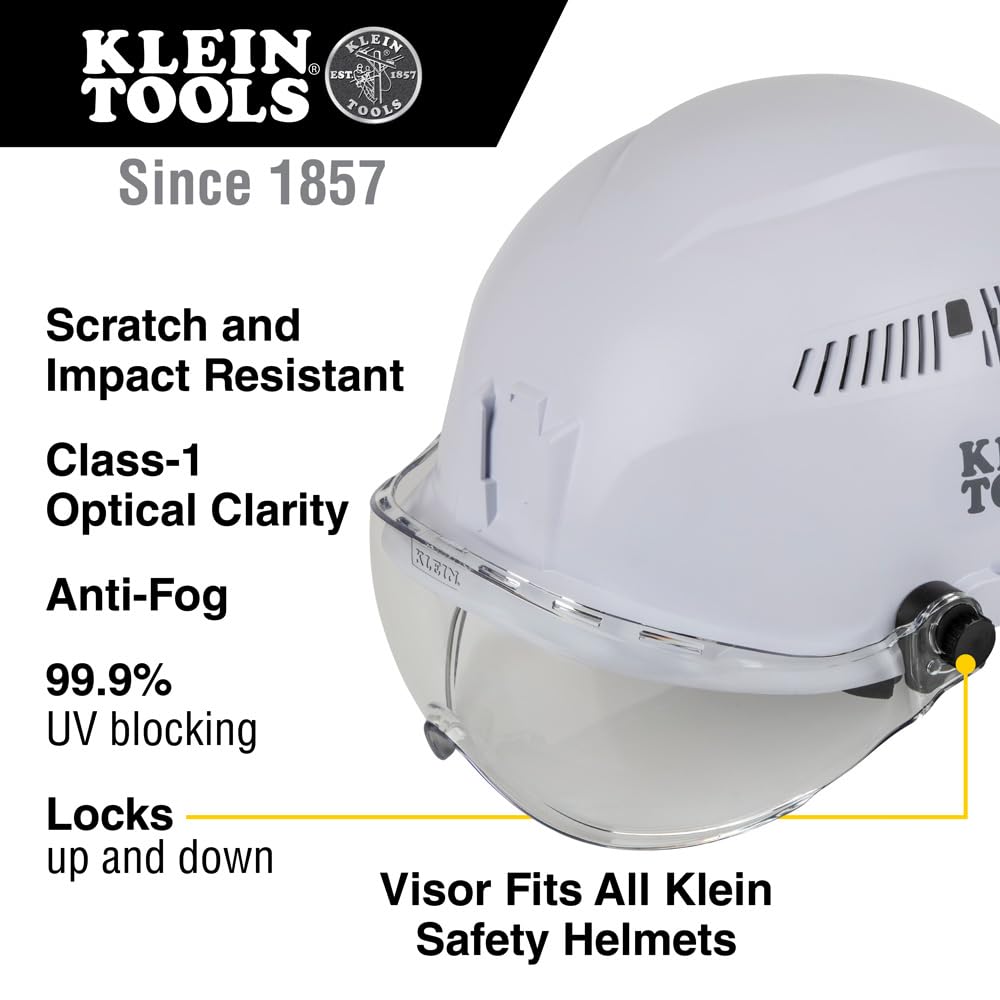 Klein Tools VISORCLR low-profile design keeps helmet silhouette streamlined