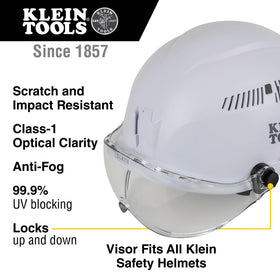 Klein Tools VISORCLR low-profile design keeps helmet silhouette streamlined