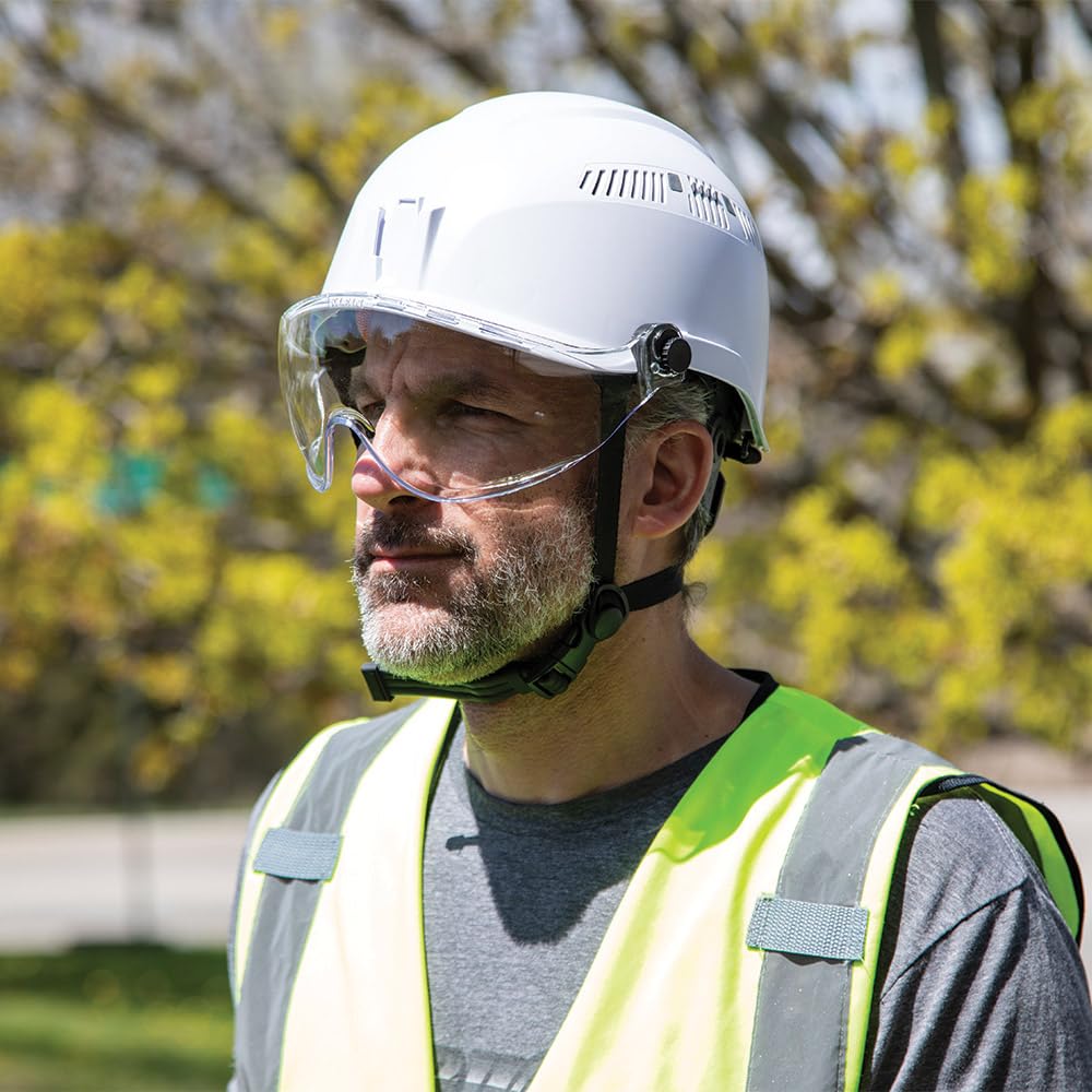 Klein Tools VISORCLR scratch-resistant lens endures rough job sites